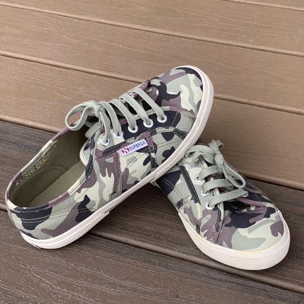 Women’s Size 6 Superga Italian Fashion Sneakers Green Multi‎ Color Camouflage - Picture 4 of 9